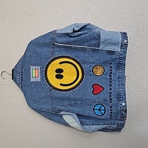 Denim jacket  patches peace love and McDonald's